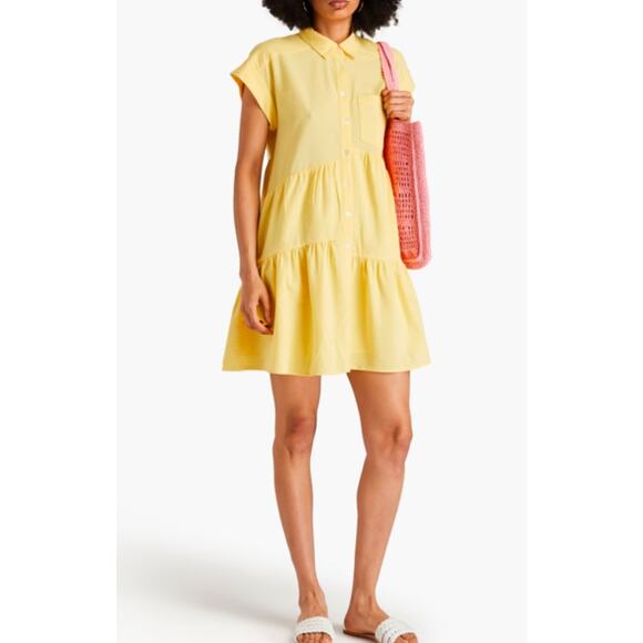 VERONICA BEARD Harrow tiered cotton-blend seersucker mini shirt dress NWT 398 XS - Picture 4 of 10